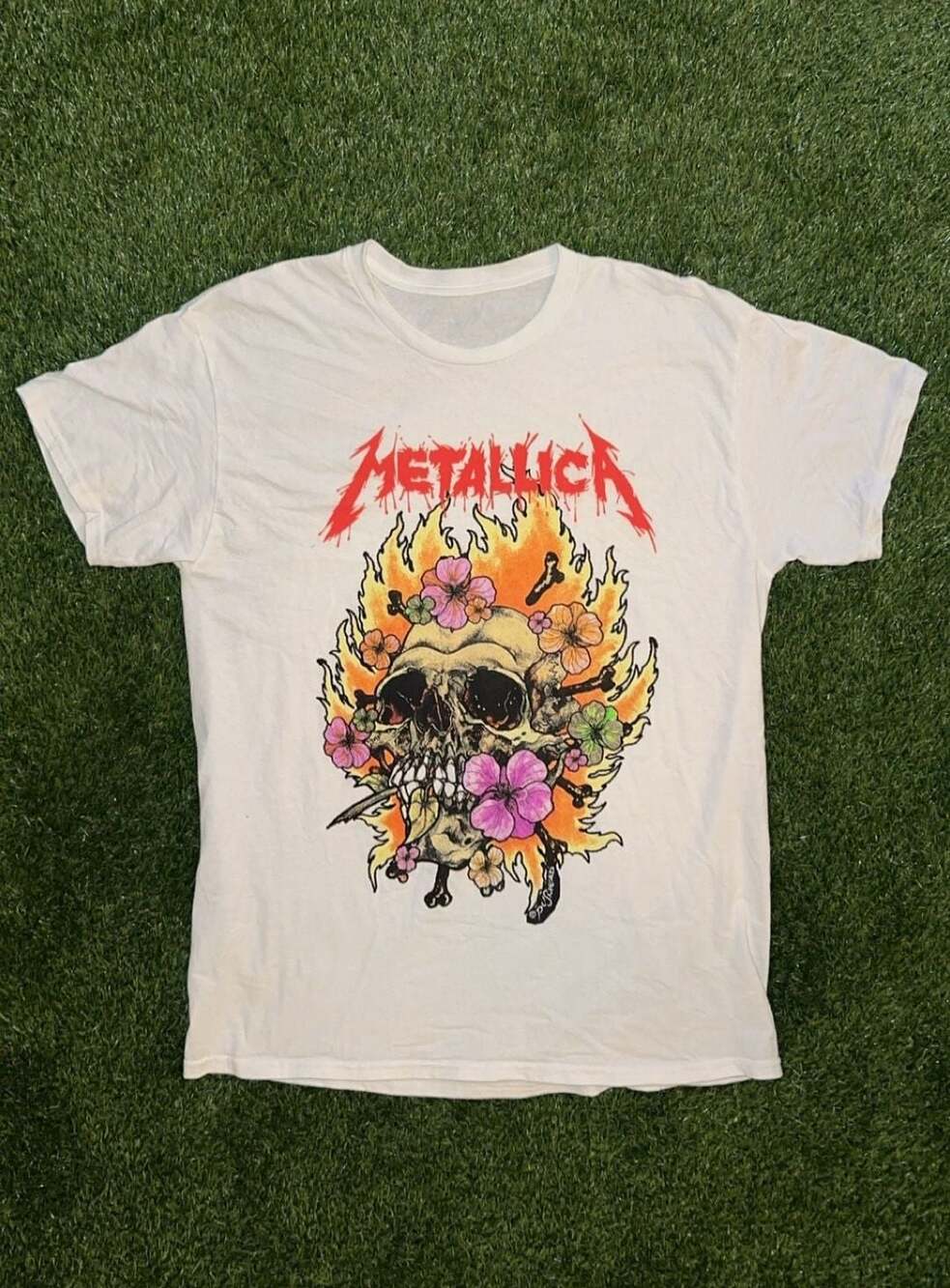 Metallica Floral Skull Pushead Graphic Boyfriend T-Shirt